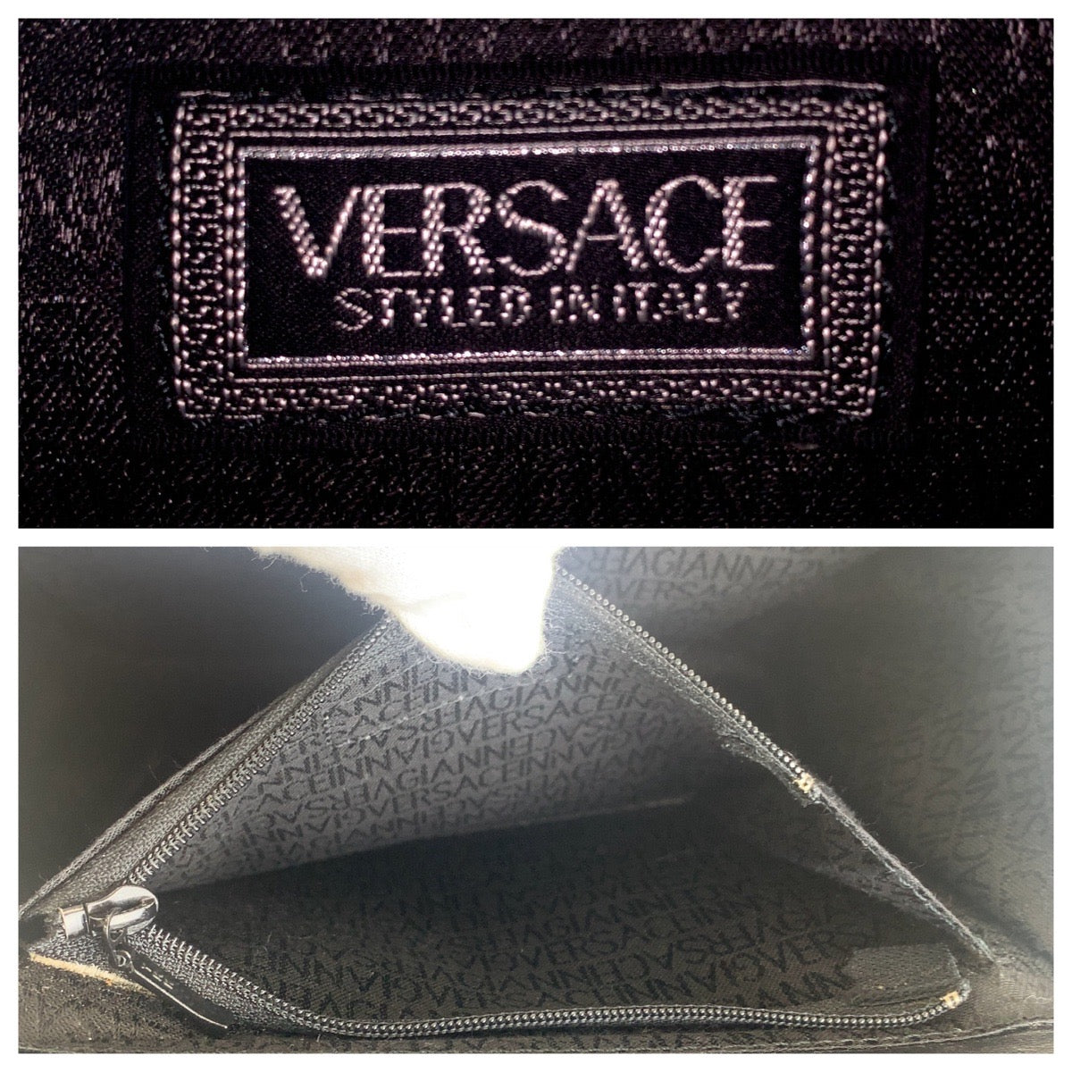 Versace Vintage Black Enamel Vanity Handbag