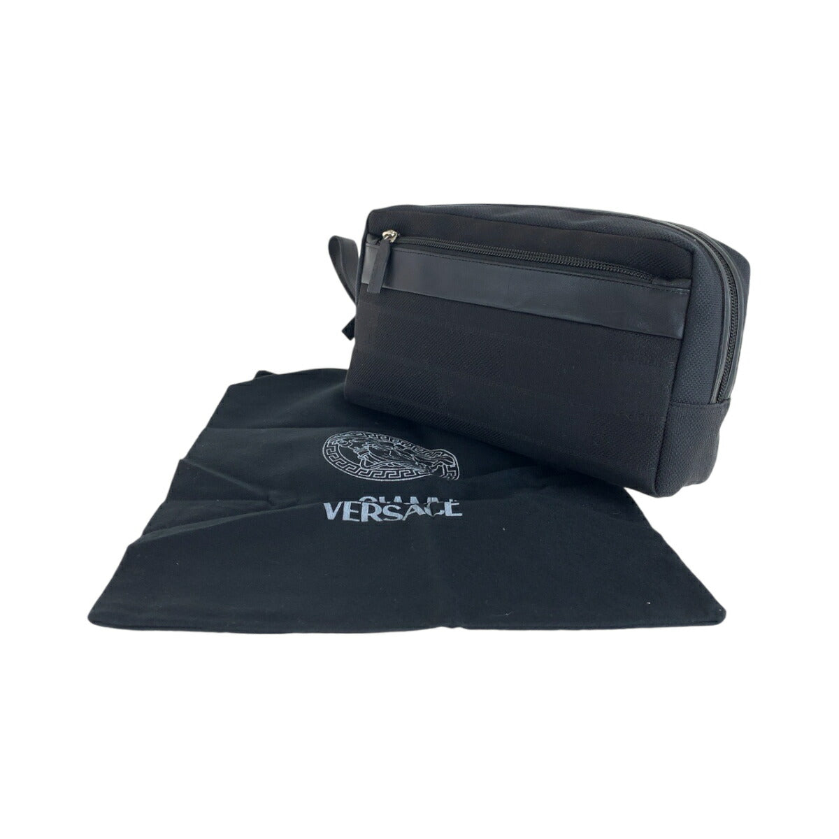 Versace Black Canvas Clutch Bag