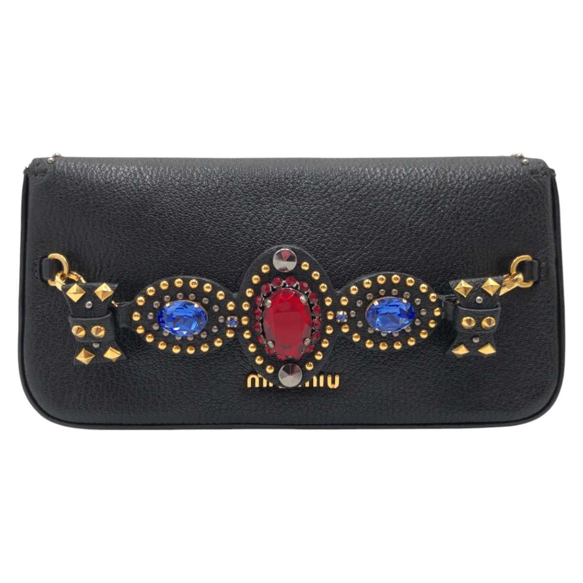 Miu Miu Leather Rhinestone Clutch Bag