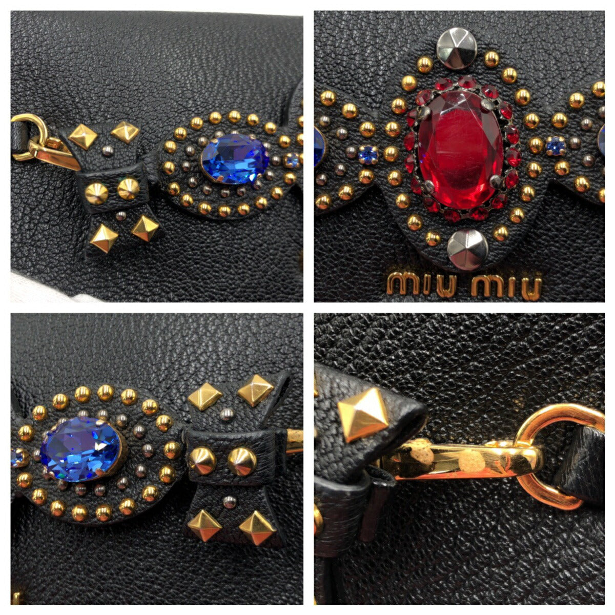 Miu Miu Leather Rhinestone Clutch Bag