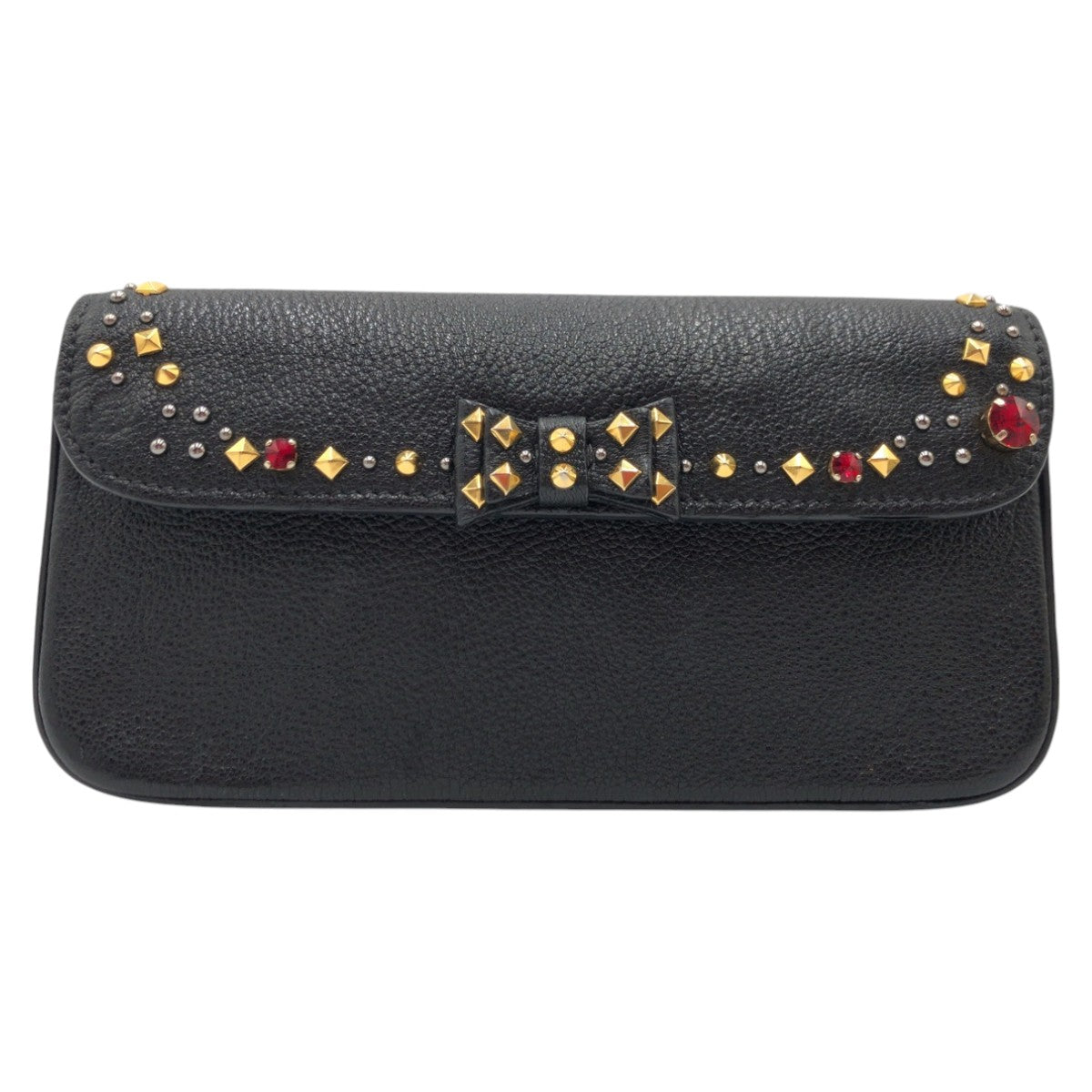 Miu Miu Leather Rhinestone Clutch Bag