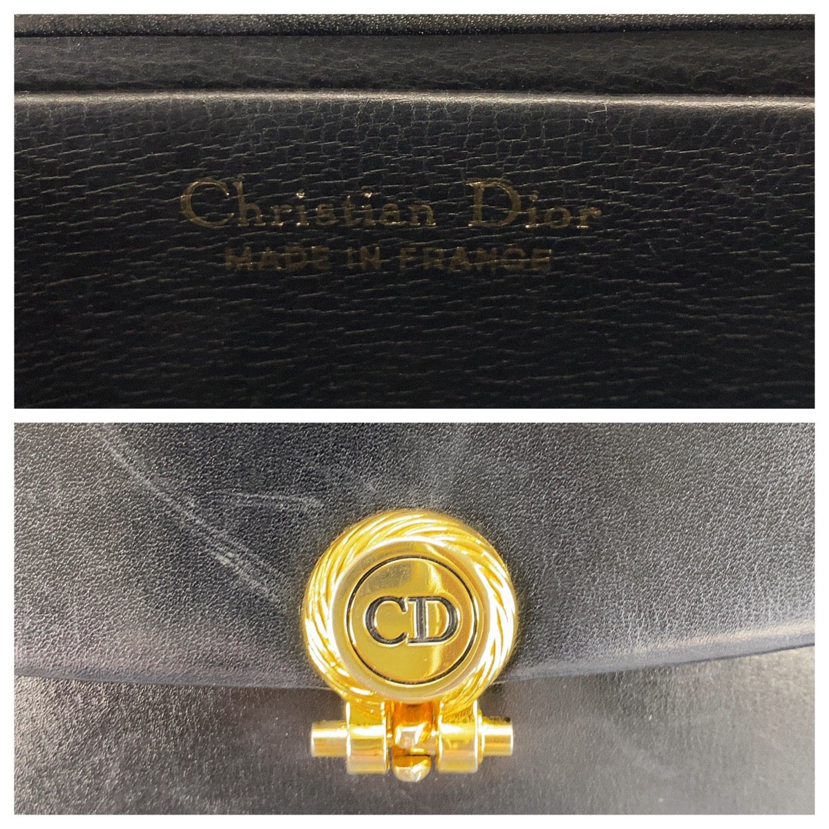 Christian Dior Vintage Black Leather Shoulder Bag