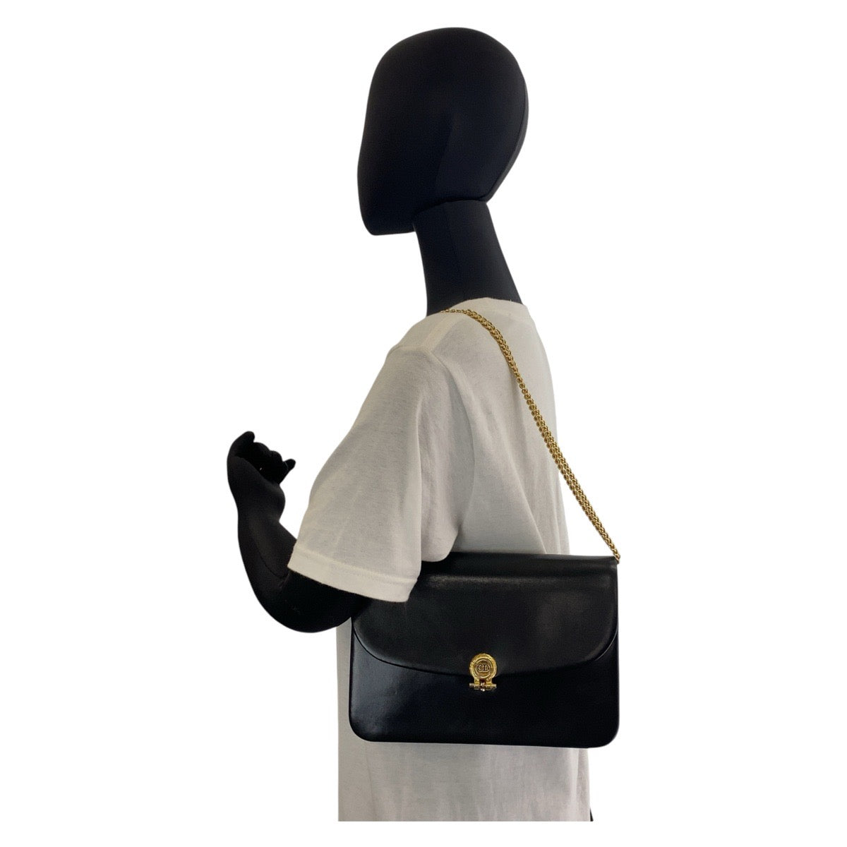 Christian Dior Vintage Black Leather Shoulder Bag