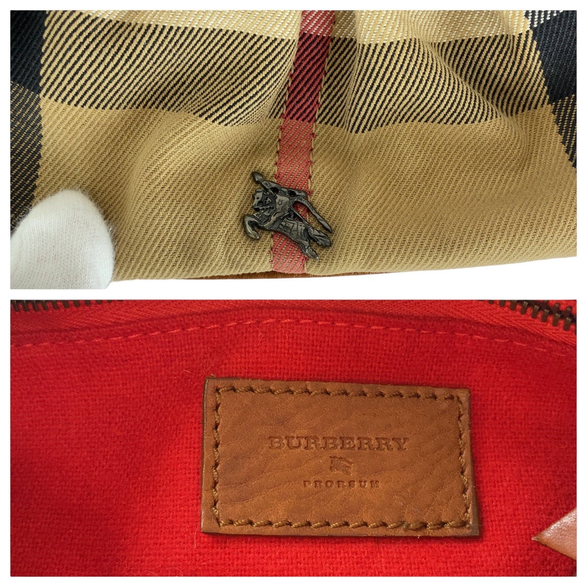 Burberry Canvas Leather Check Shoulder Bag