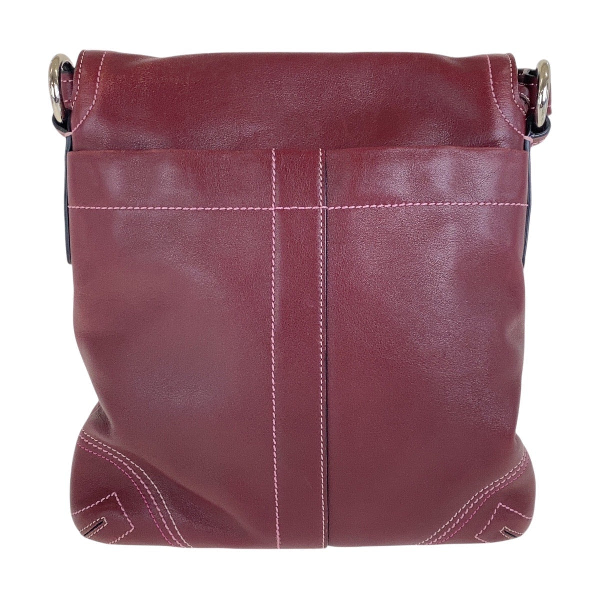 Coach Leather Shoulder Bag Wine Red