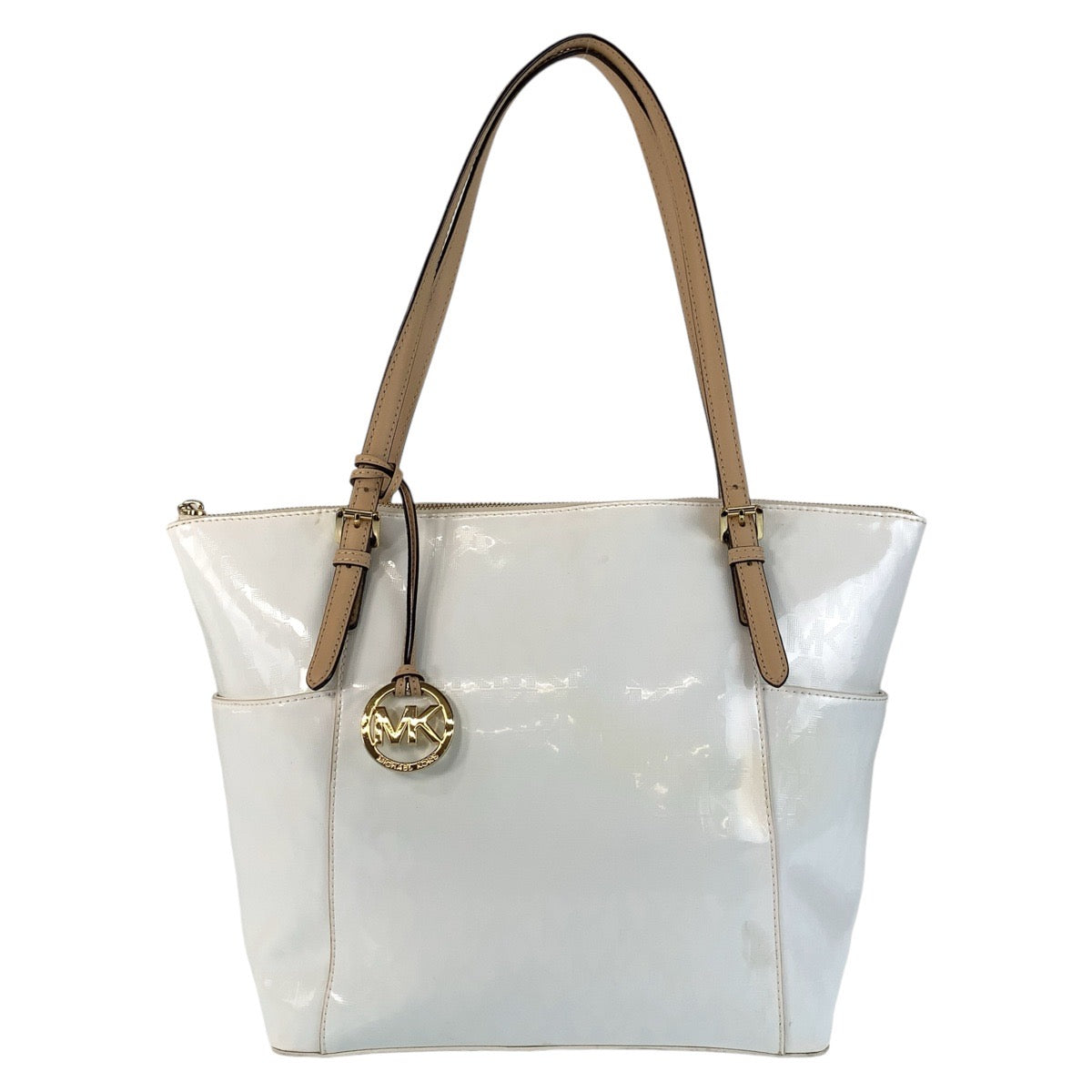 Michael Kors White Gold Enamel Tote Bag