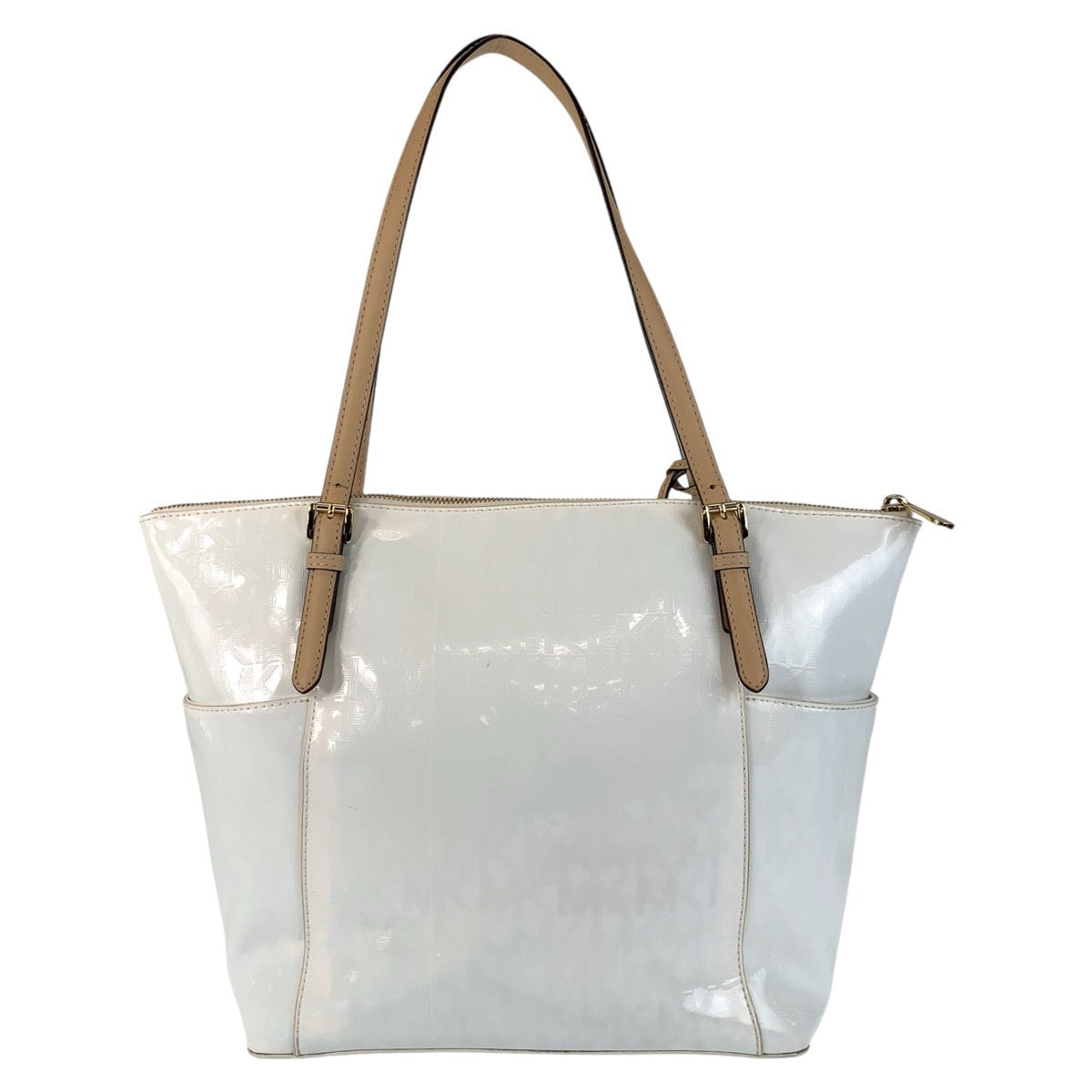 Michael Kors White Gold Enamel Tote Bag