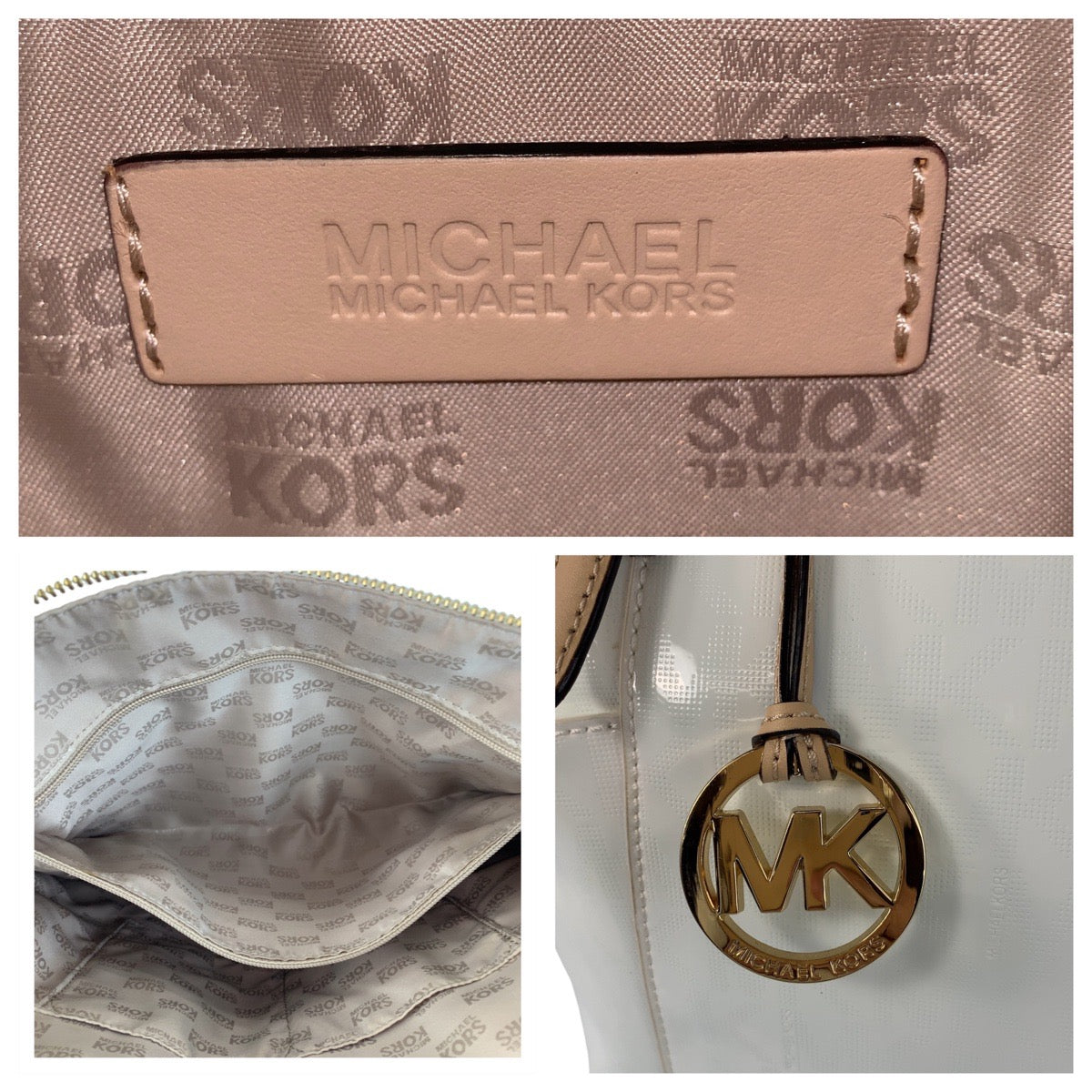 Michael Kors White Gold Enamel Tote Bag