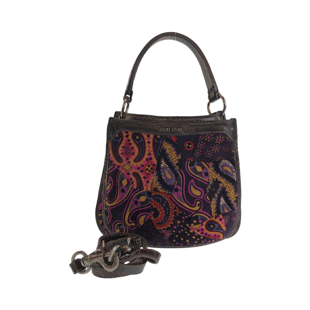 Miu Miu Paisley Leather Suede 2way Bag