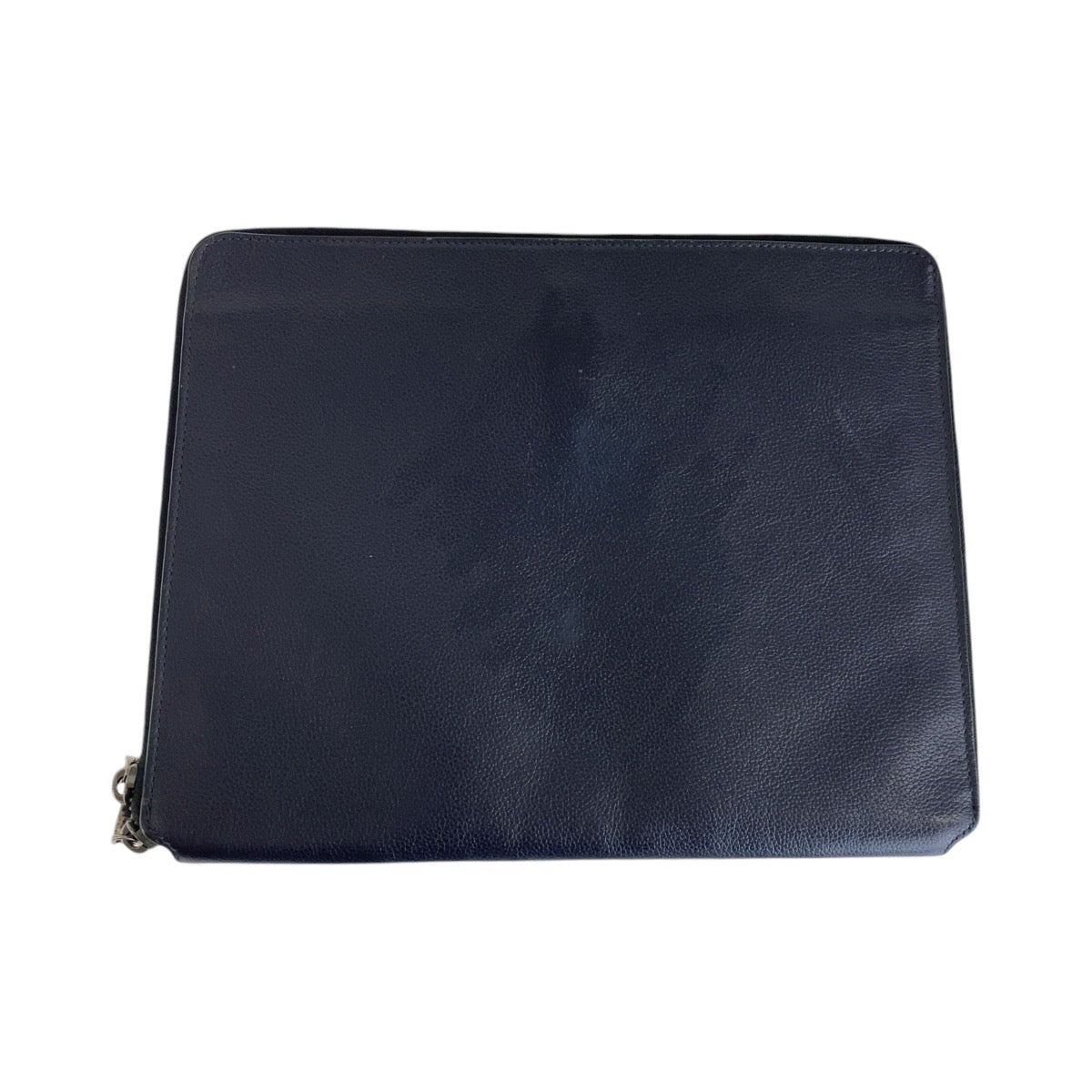 Coach Leather Clutch Bag Navy Silver Hardware