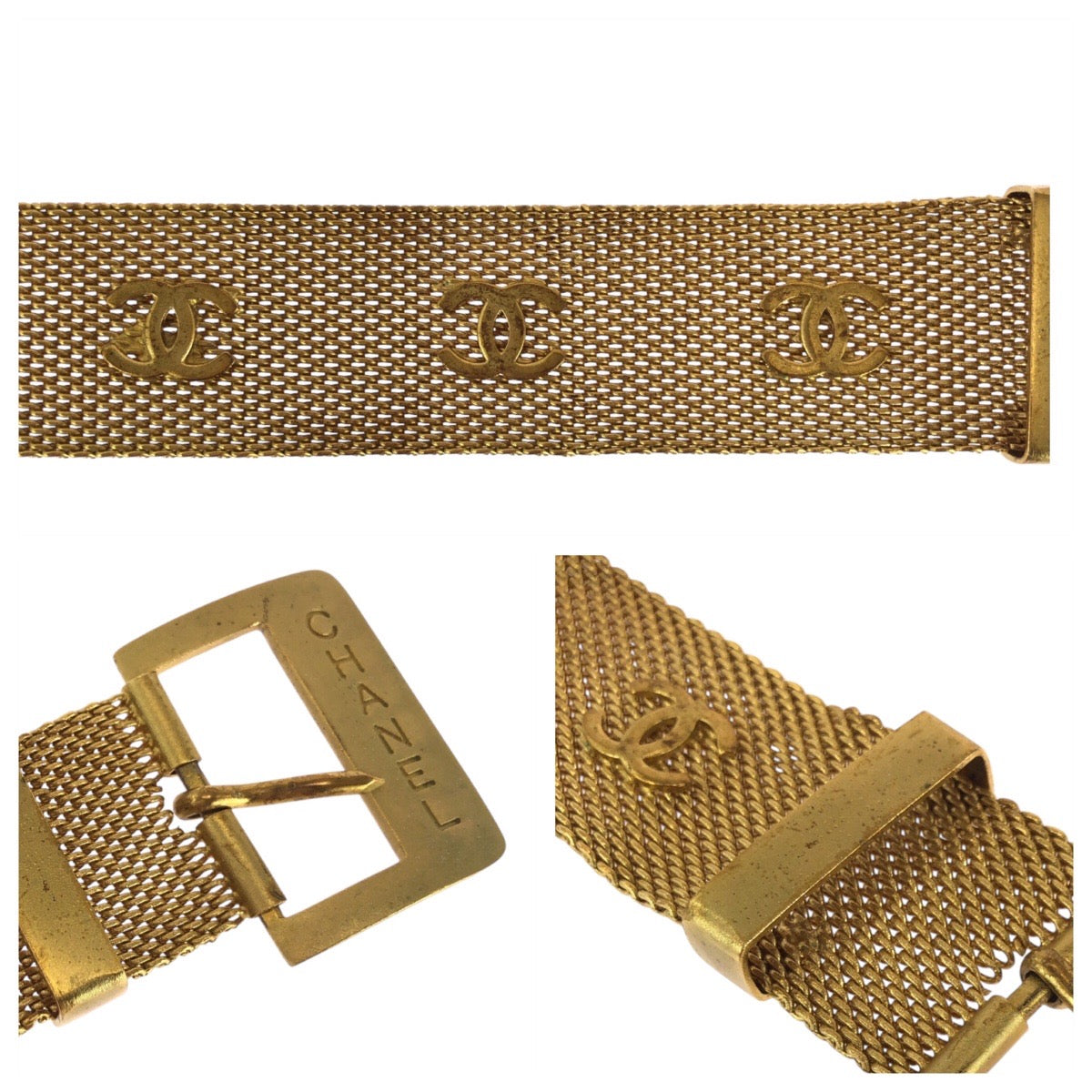 Chanel Vintage Coco Mark Gold Metal Bracelet