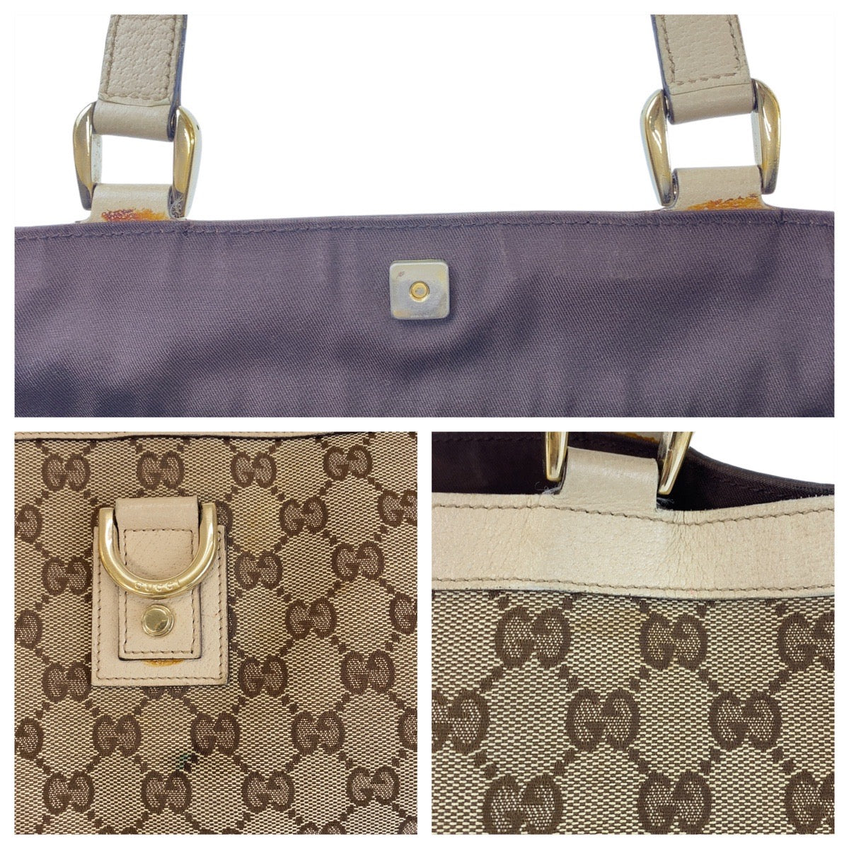 Gucci GG Canvas Leather Tote Bag