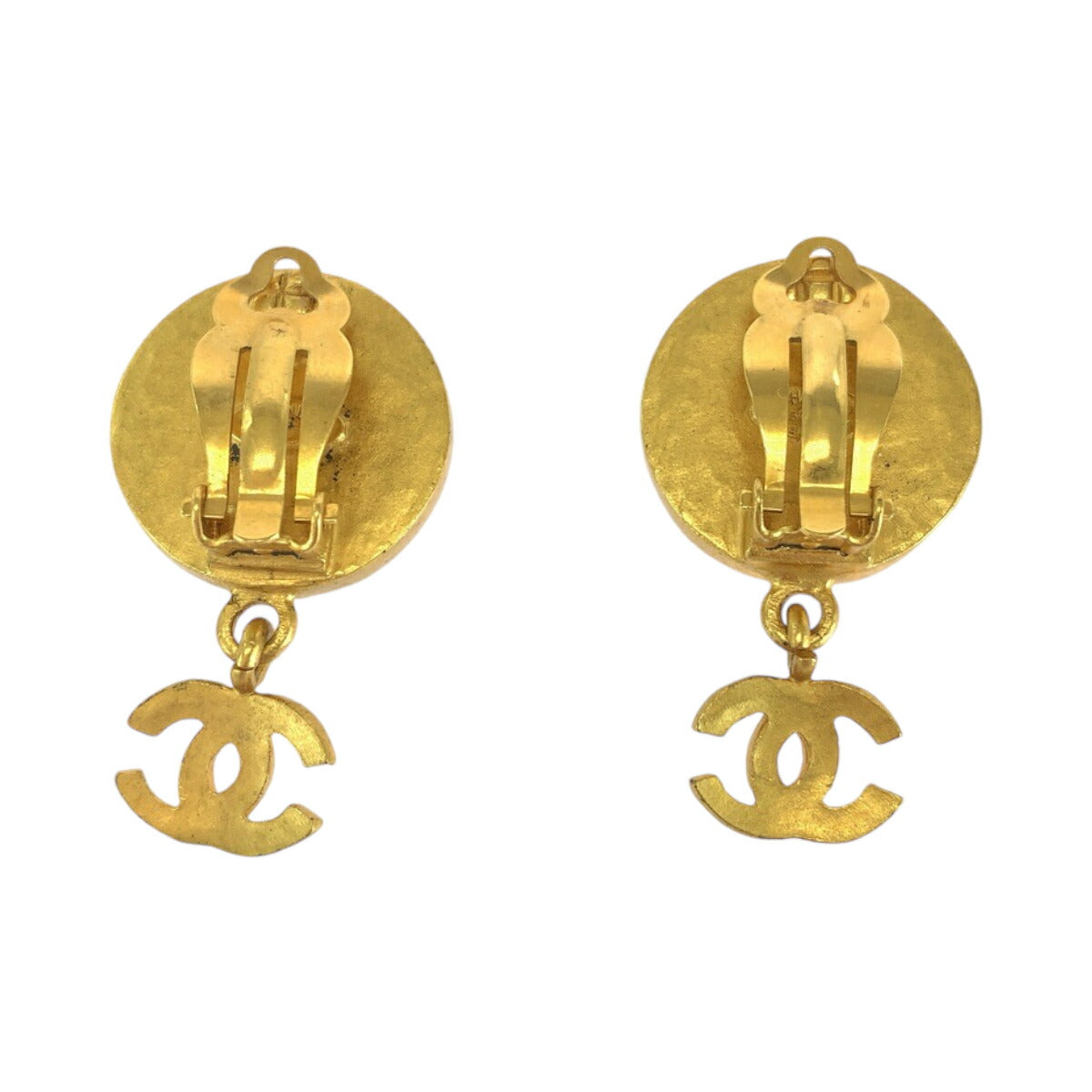 Chanel Vintage Green Gold Earrings