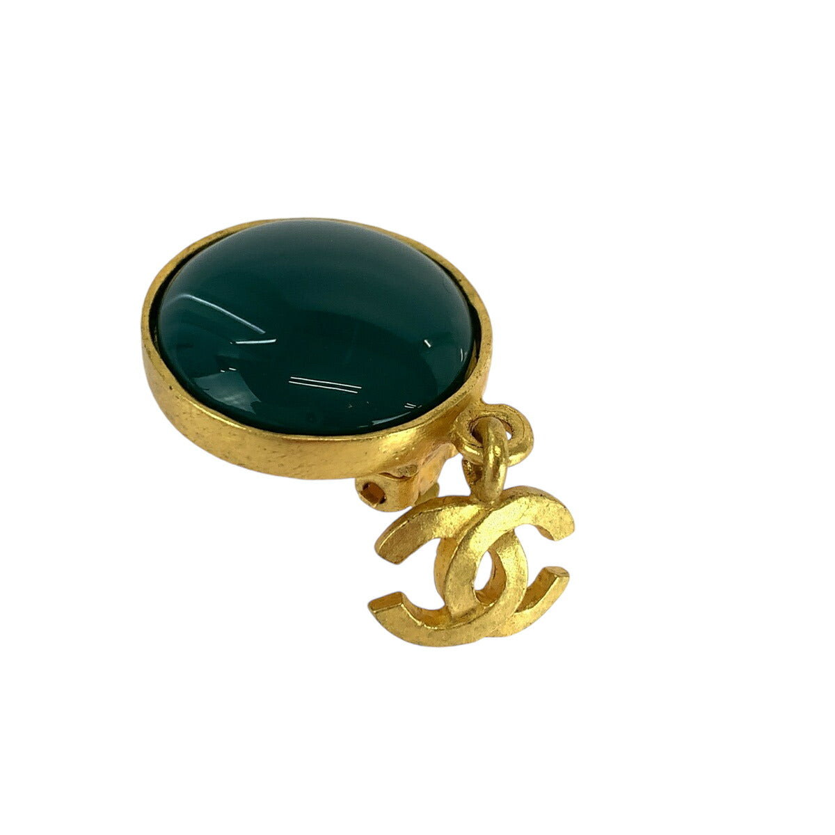 Chanel Vintage Green Gold Earrings