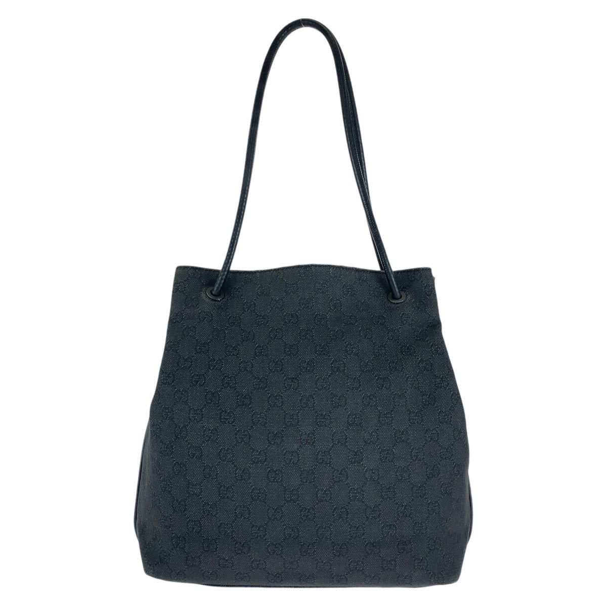 Gucci Black GG Canvas Leather Tote Bag