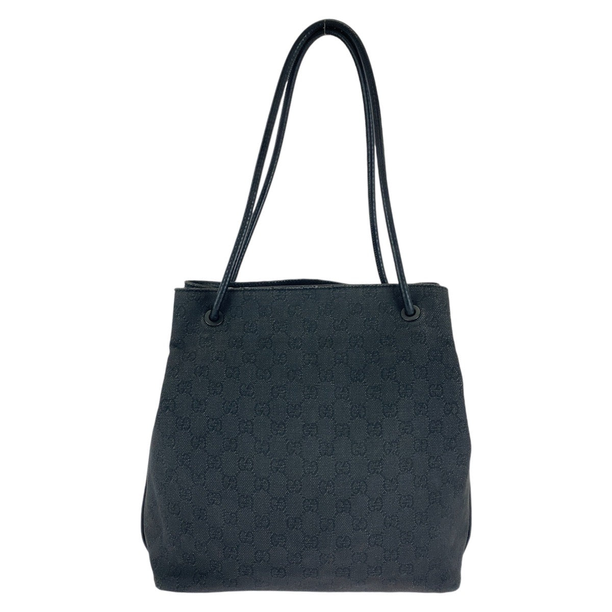 Gucci Black GG Canvas Leather Tote Bag