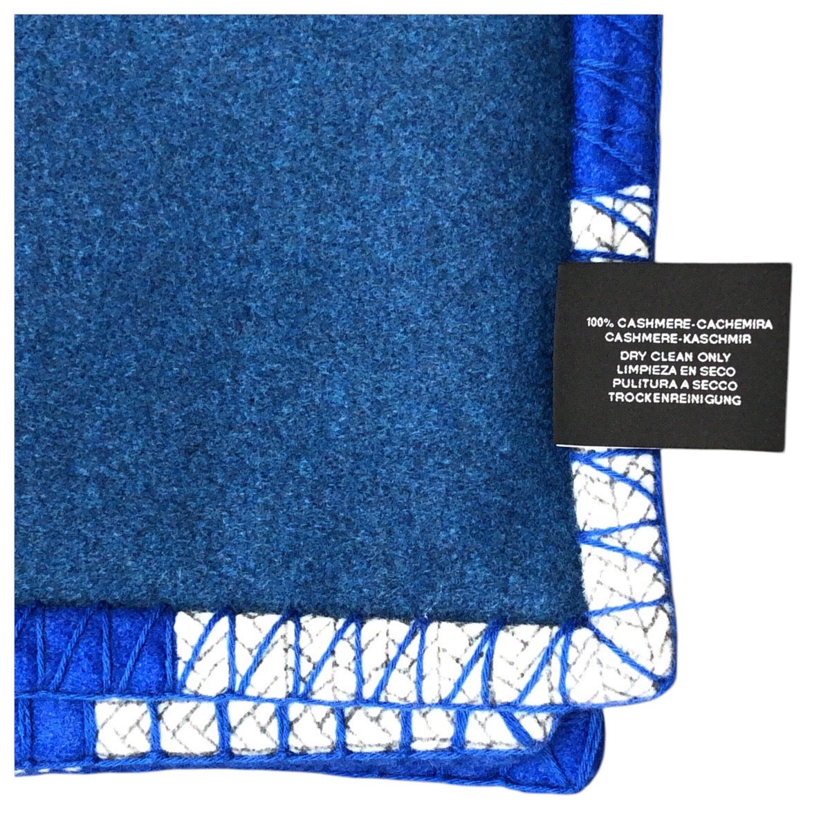 Hermes Cheval Natte Cashmere Blanket Blue White