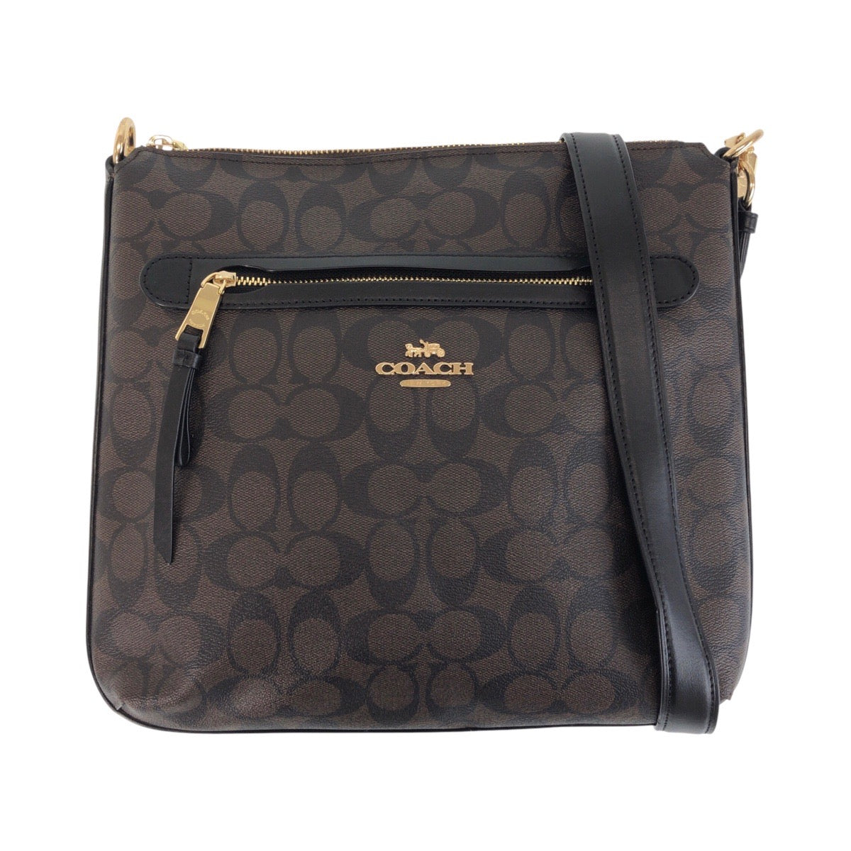 Coach Signature Brown Gold PVC Messenger Bag