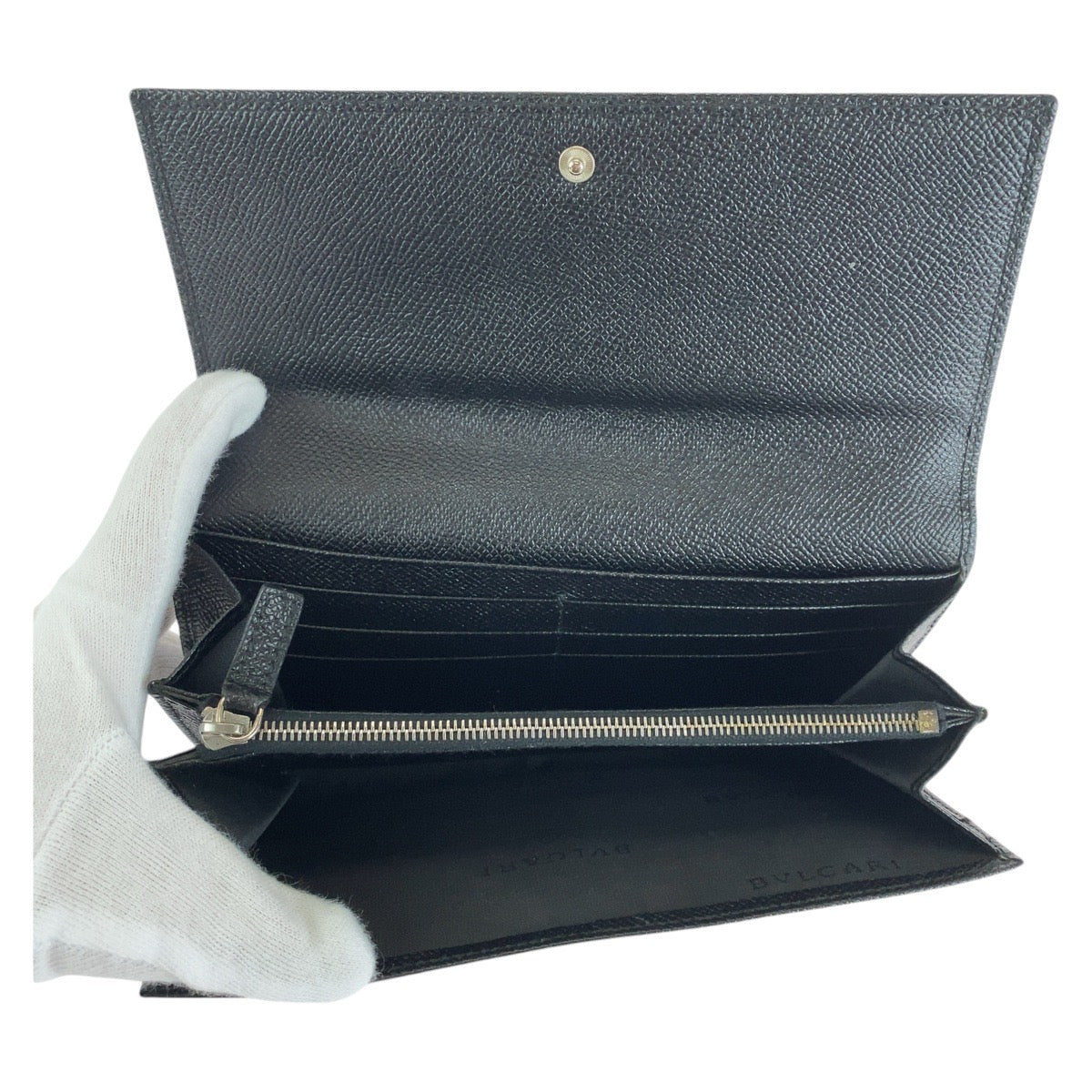 Bvlgari Black Leather Long Wallet