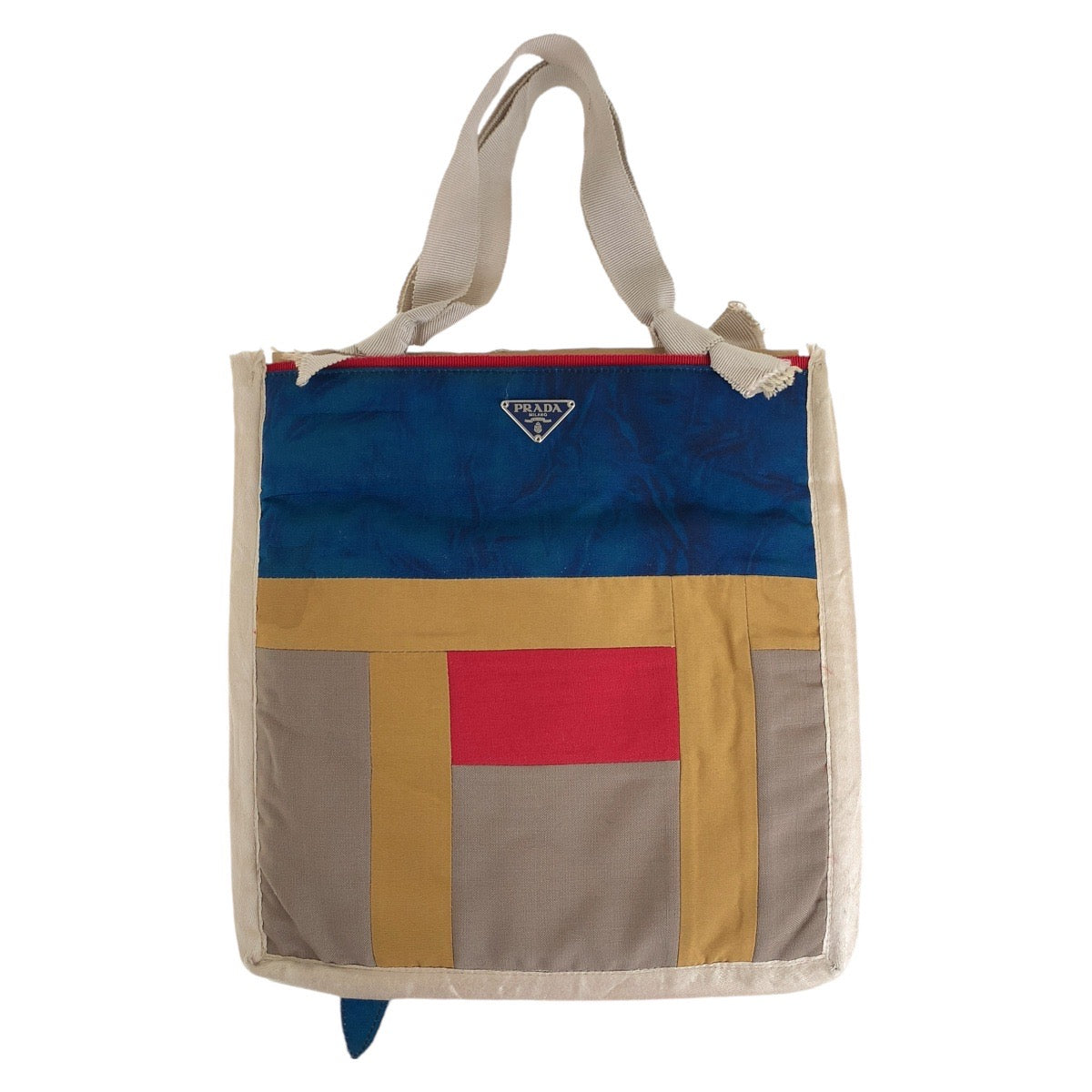 Prada Patchwork Bird Logo Nylon Cotton Tote