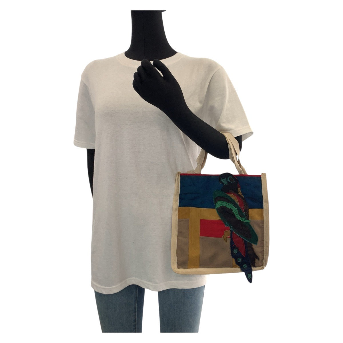 Prada Patchwork Bird Logo Nylon Cotton Tote