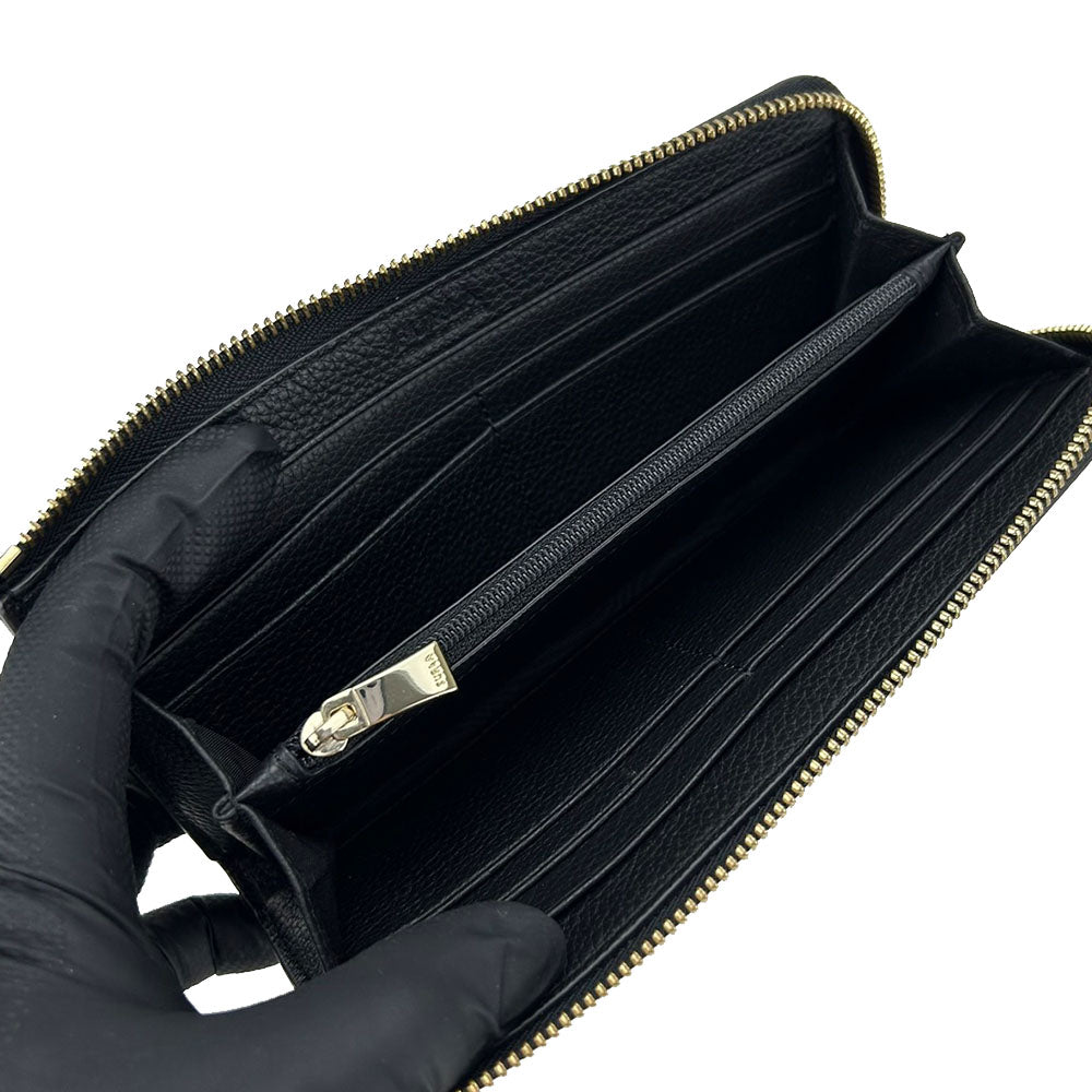 Furla Leather Long Wallet Black