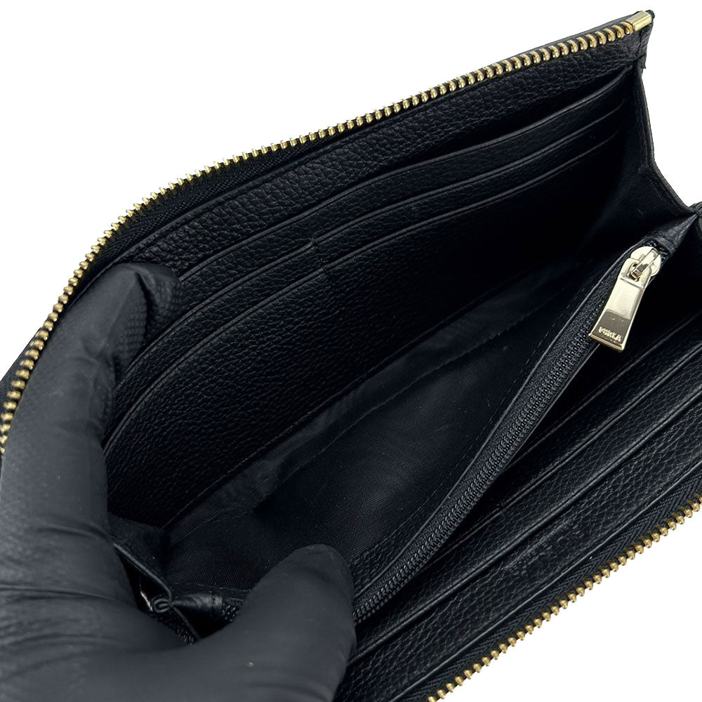 Furla Leather Long Wallet Black