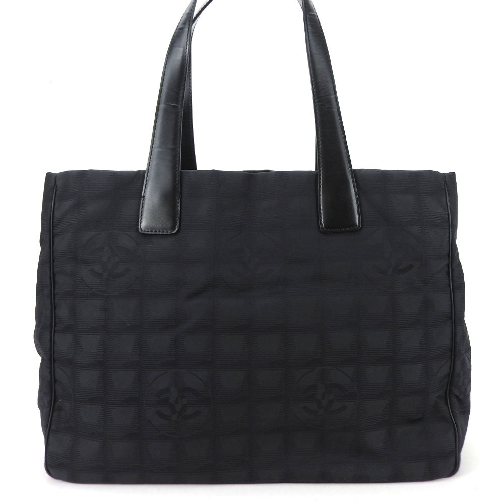 Chanel Jacquard Nylon Tote Bag MM Black