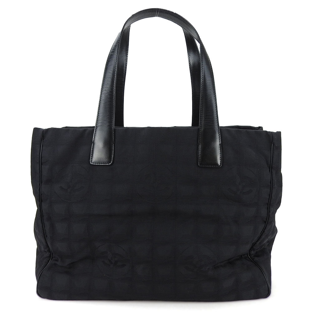 Chanel Jacquard Nylon Tote Bag MM Black