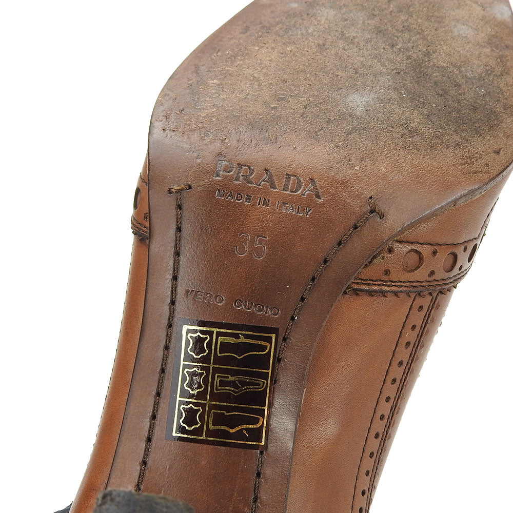 Prada Leather Pumps Brown Ribbon