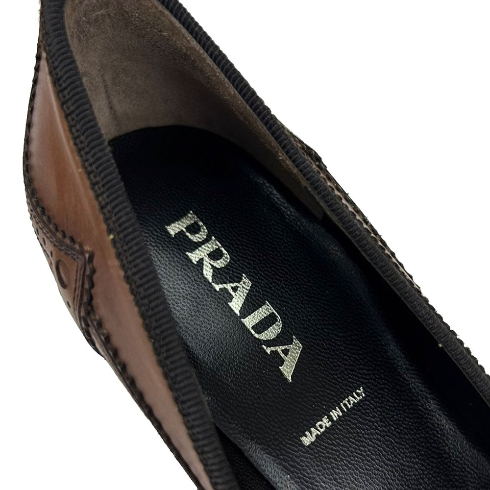 Prada Leather Pumps Brown Ribbon