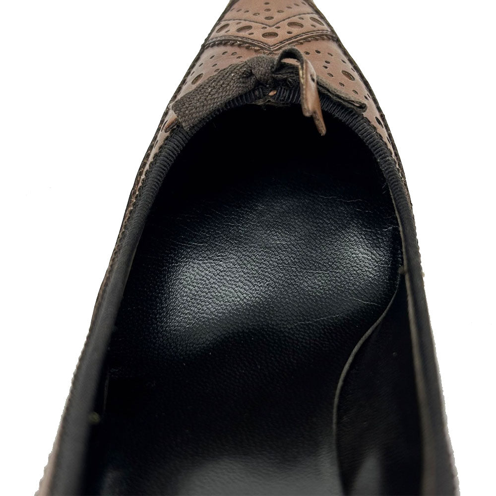 Prada Leather Pumps Brown Ribbon