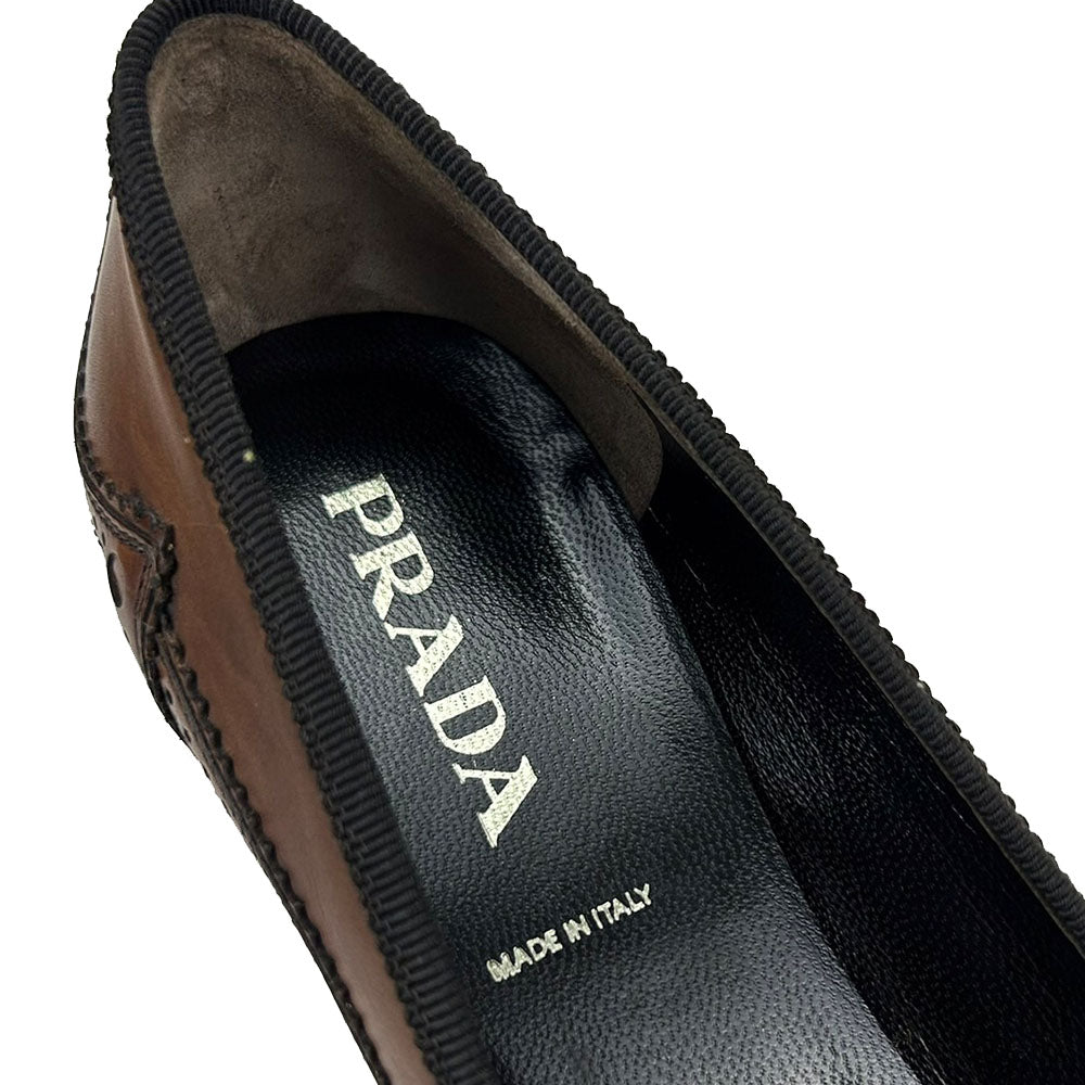 Prada Leather Pumps Brown Ribbon