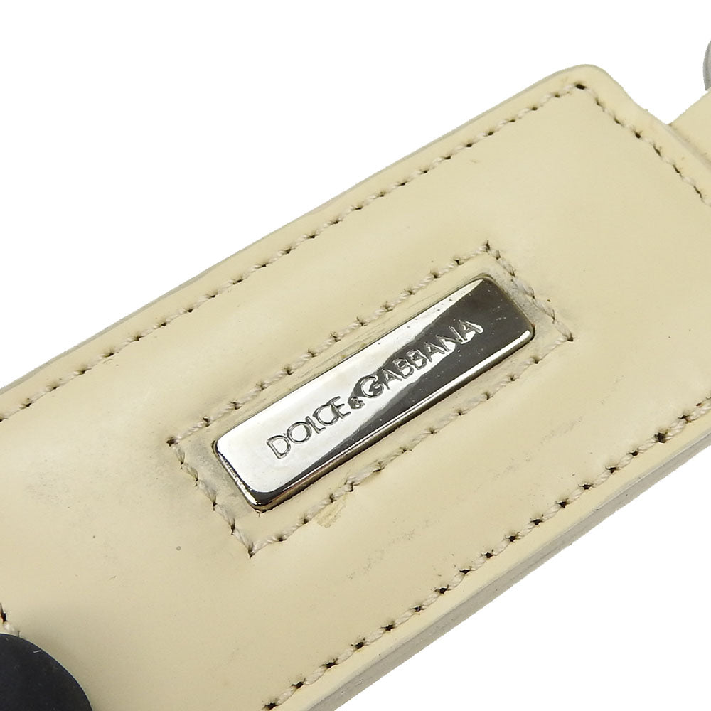 Dolce & Gabbana Leather Key Ring Ivory