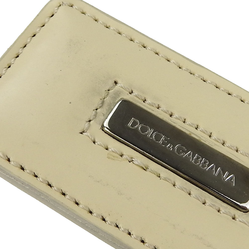 Dolce & Gabbana Leather Key Ring Ivory