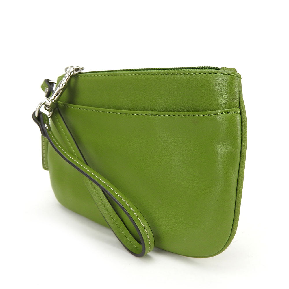 USED COACH Leather Green Pouch