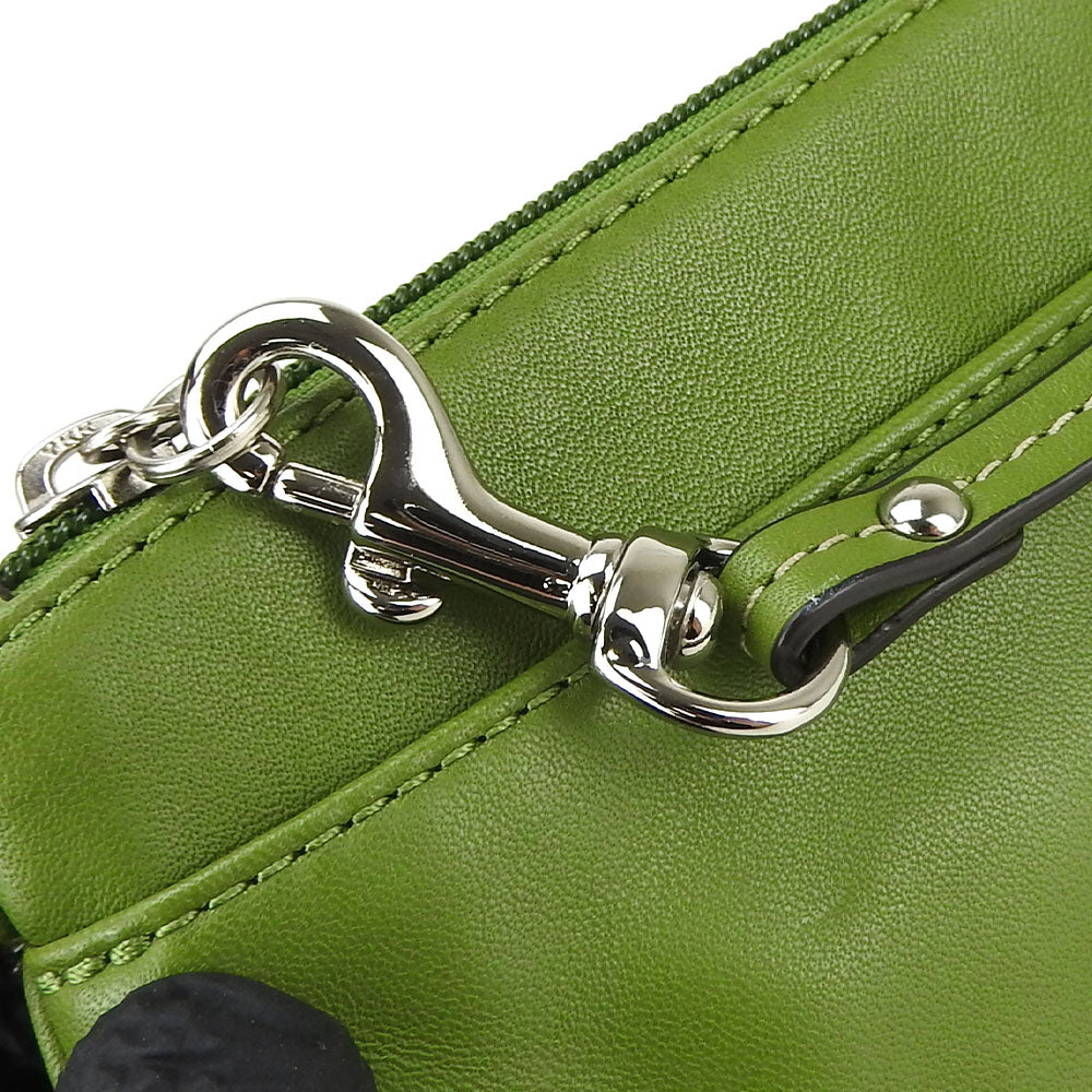 USED COACH Leather Green Pouch