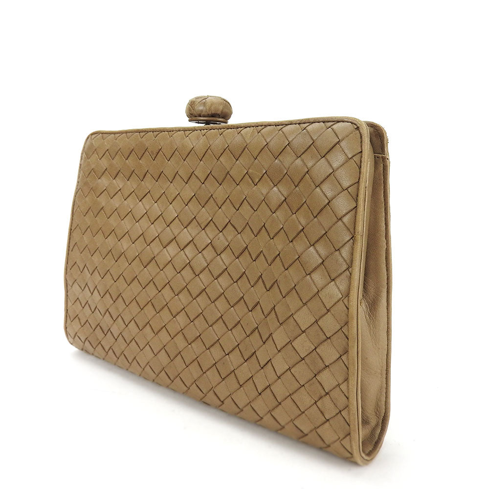 Bottega Veneta Leather Clutch Bag Beige