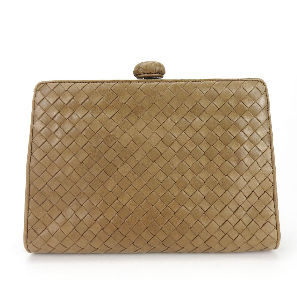 Bottega Veneta Leather Clutch Bag Beige