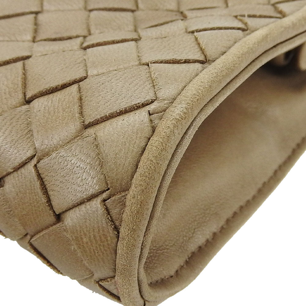 Bottega Veneta Leather Clutch Bag Beige