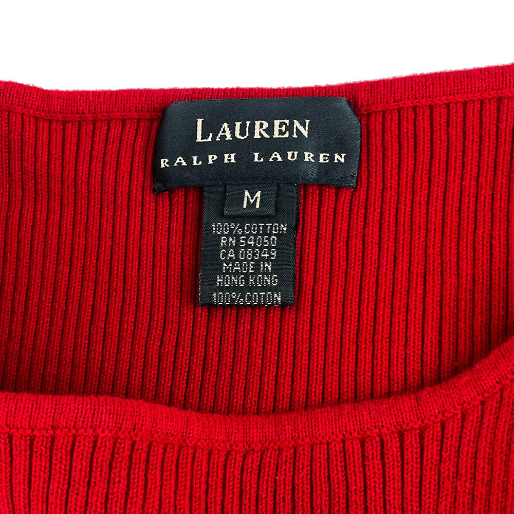 Ralph Lauren Red Cotton Knit Top M