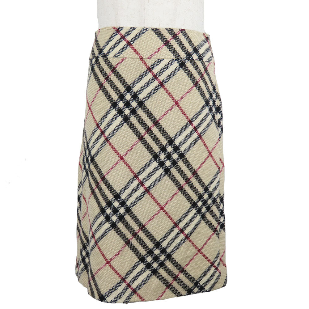 Burberry London Wool Skirt 36 Beige Check