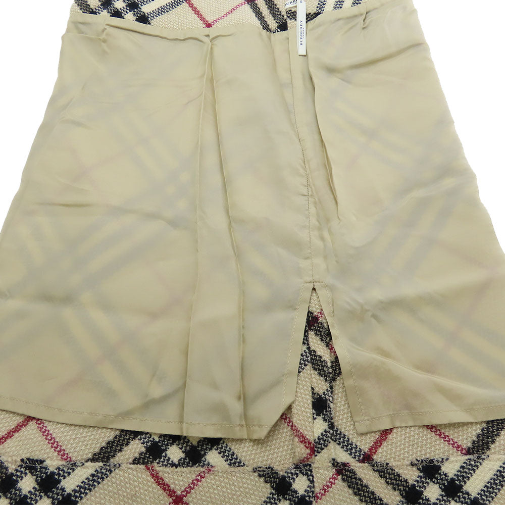 Burberry London Wool Skirt 36 Beige Check