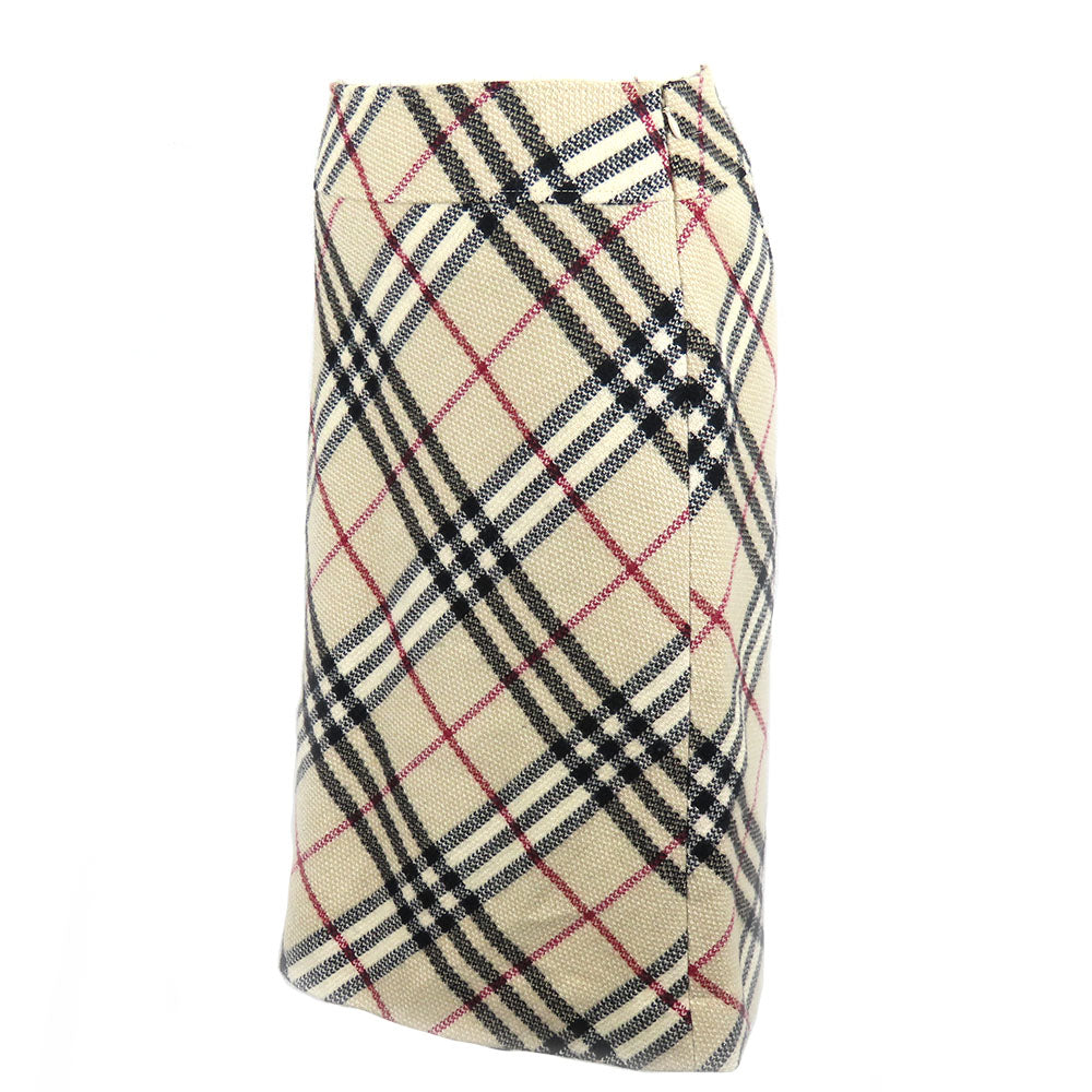 Burberry London Wool Skirt 36 Beige Check