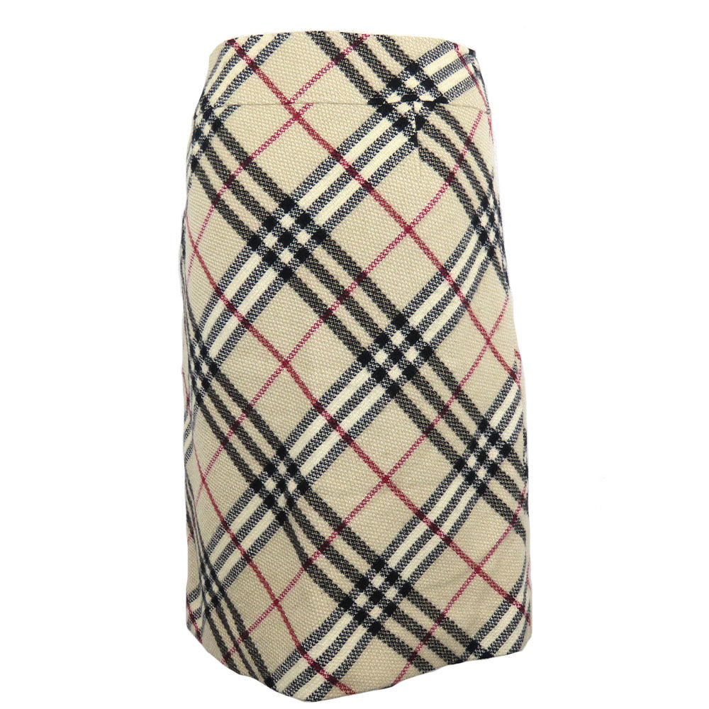 Burberry London Wool Skirt 36 Beige Check