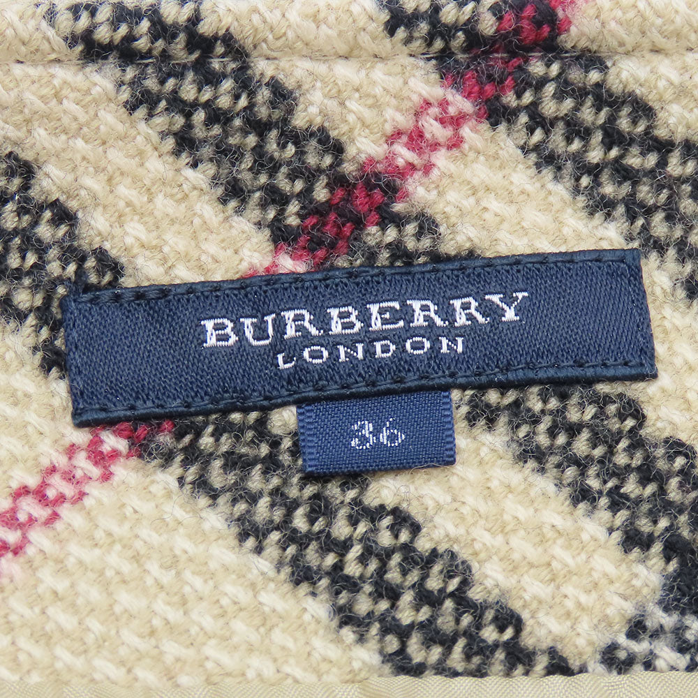 Burberry London Wool Skirt 36 Beige Check