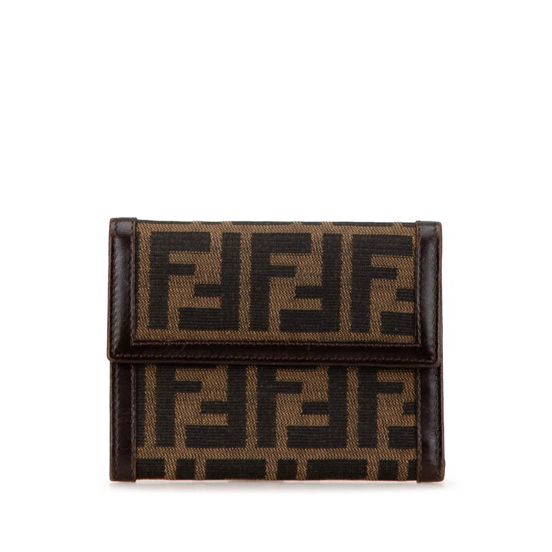 Fendi Zucca Tri-fold Wallet Brown Canvas Leather