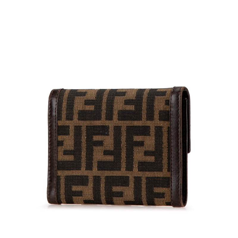 Fendi Zucca Tri-fold Wallet Brown Canvas Leather