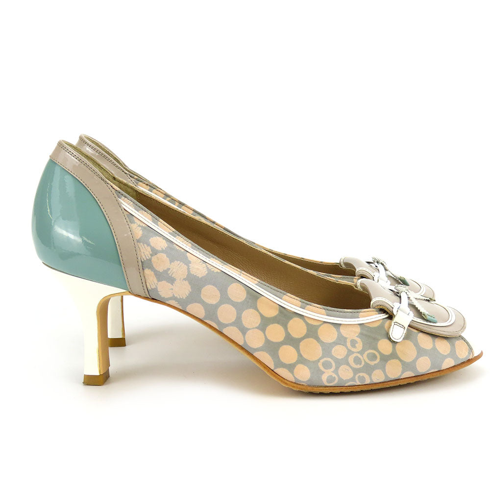 Regal Enamel Canvas Pumps Green Gray