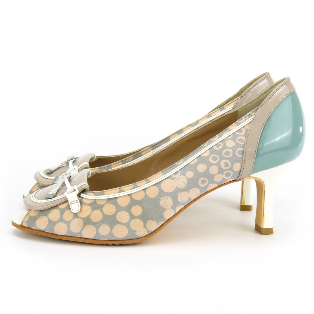 Regal Enamel Canvas Pumps Green Gray